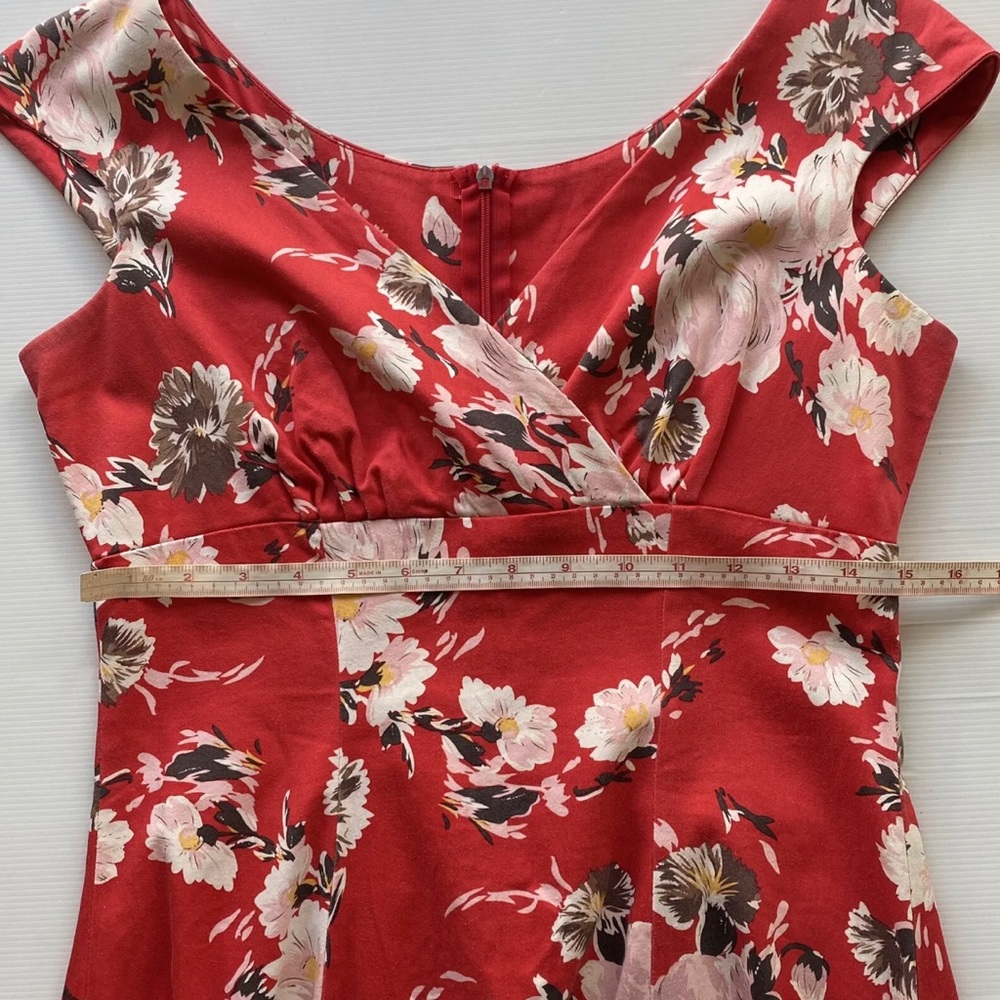 Retrospec’d Vintage Floral Dress Red Fit & Flare Pleated Rockabilly 50s SzM 12 - Picture 7 of 9
